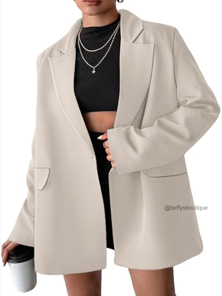 Women's Notch Collar Slim Fit Blazer Suit Jacket W/ Pockets